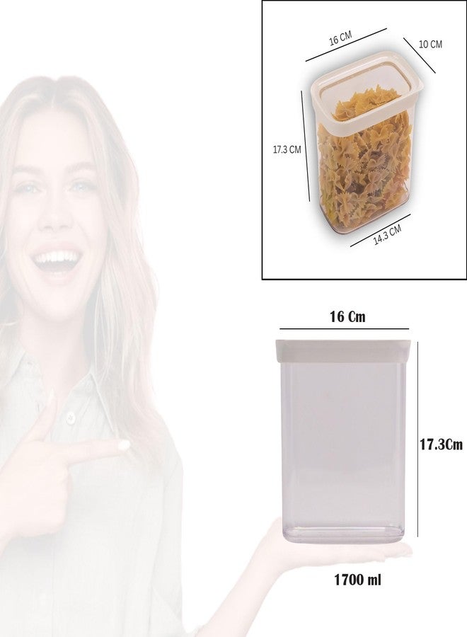 StacPro Acrylic Airtight BPA Free Kitchen Containers 1700 ML, Pack of 2 | Stackable Jar, Modular Storage, Pantry Organiser, Fridge & Dishwasher Safe, Stain Resistant, Clear & Transparent lid (White) - Image 3